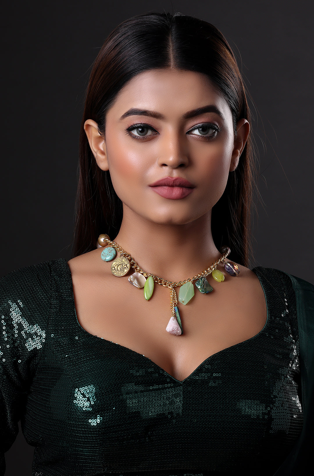 Charm Gemstone Statement Necklace
