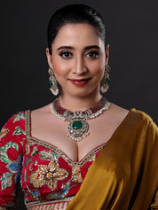 Jaipuri Moissanite Polki with Doublett Stones Necklace