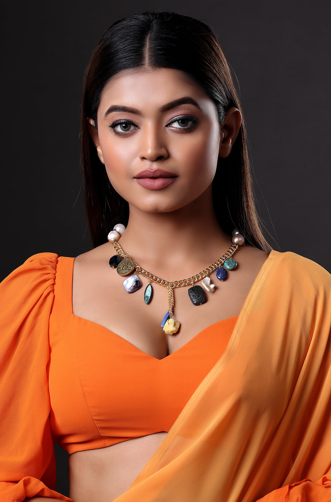 Charm Gemstone Statement Necklace