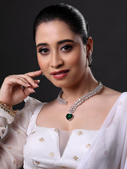 Emerald Heart Rhinestone Choker Necklace