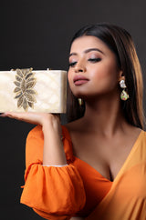 Ivory Gold Fern Minaudiere Clutches