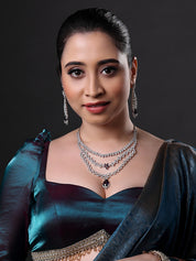 Silver-Plated American Diamond-Studded Necklace