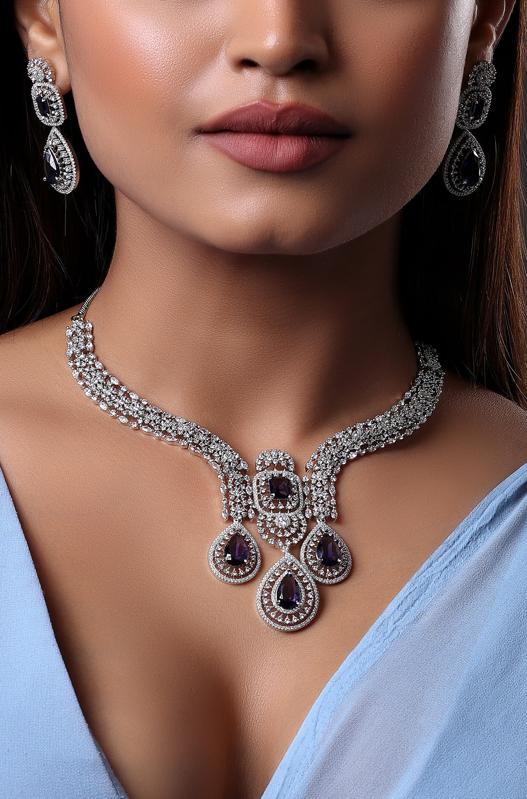 Lavender Purple Statement Necklace