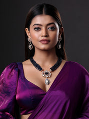 Royal Blue Kundan Studded & Gold Plated Meenakari Necklace