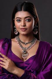 Pink-Coloured Kundan Studded Polki Necklace