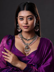 Pink-Coloured Kundan Studded Polki Necklace
