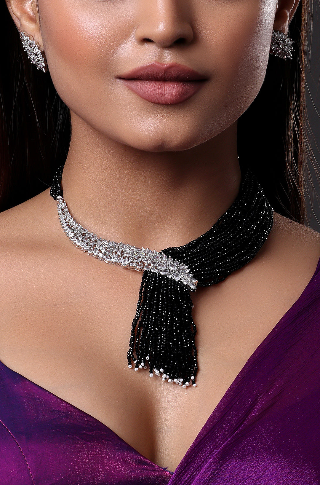 Silver Plated American Diamonds Necklace