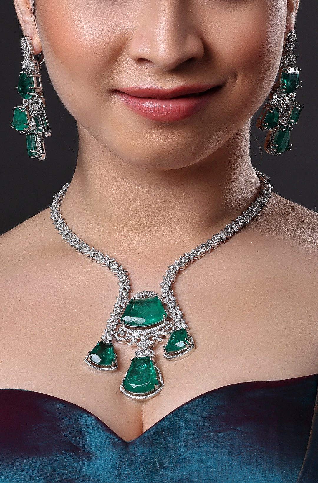 Silver Plated Cubic Zirconia Stone Necklace