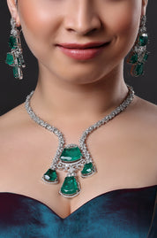 Silver Plated Cubic Zirconia Stone Necklace