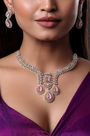 Gold Plated Pink Sapphire Stone Necklace