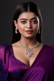 Gold Plated Pink Sapphire Stone Necklace