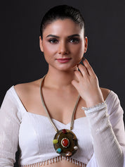 Textured Bezel Natural Stone Necklace