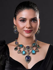 Amrapali Inspired Victorian Gold Multi color Meenakari Necklace
