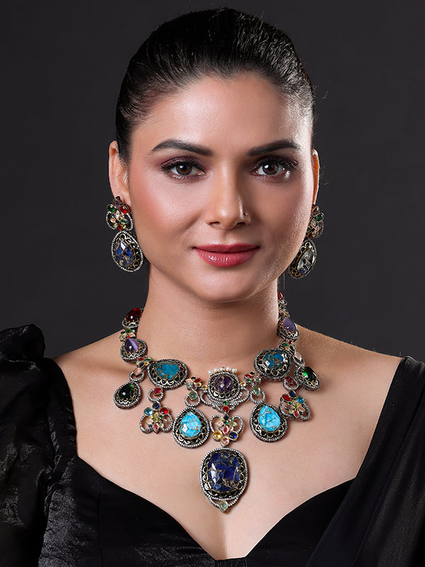 Amrapali Inspired Victorian Gold Multi color Meenakari Necklace