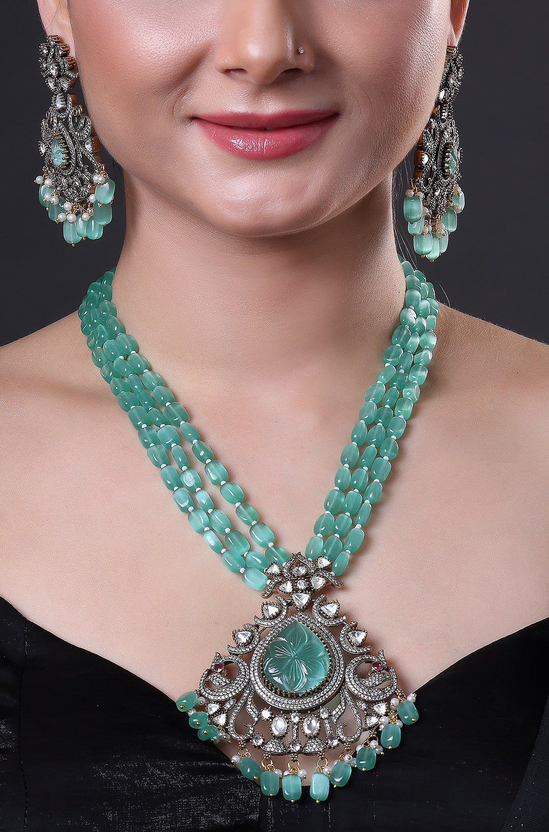 Victorian Bandai Mala Bollywood Celebrity Inspired Polki Kundan Necklace