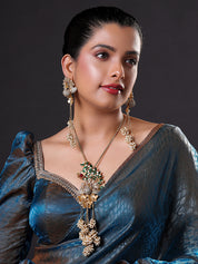 Gold Plated Peacock Design Pearl Polki Necklace