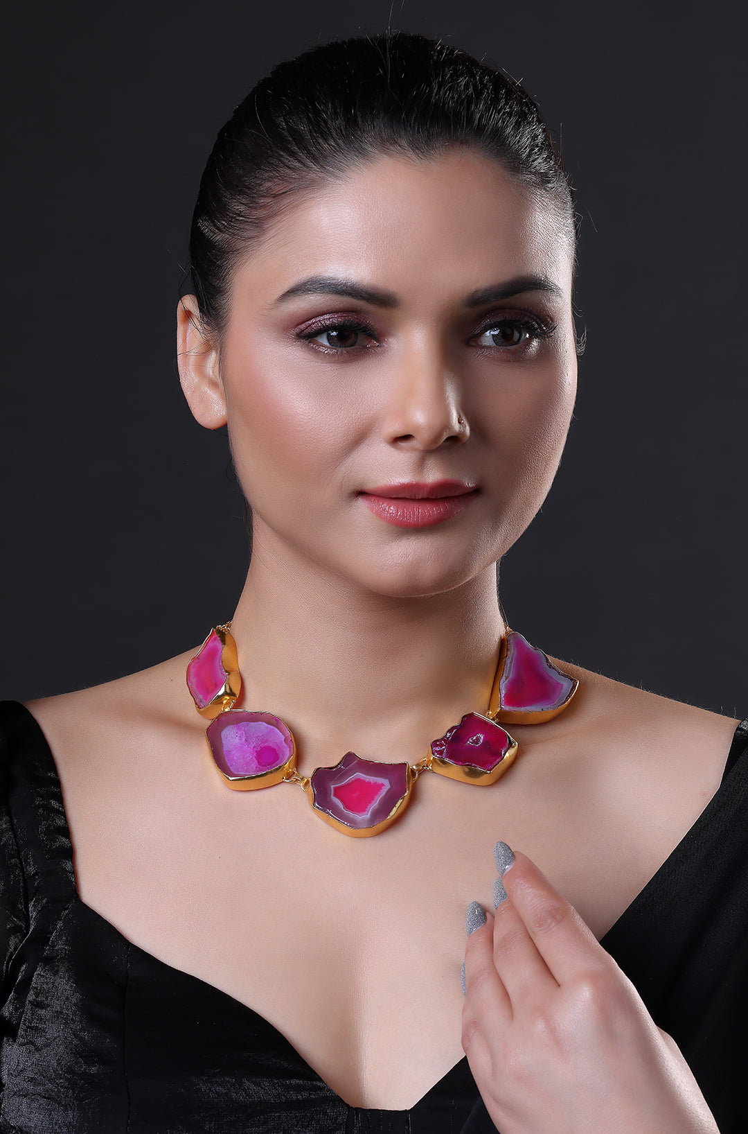 Golden Electro Plated Druzy Agate Choker Necklace
