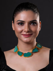 Golden Electro Plated Druzy Agate Choker Necklace