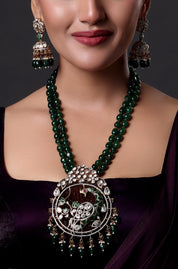 Rhodium Plated Cubic Zirconia Studded Necklace