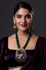 Rhodium Plated Cubic Zirconia Studded Necklace