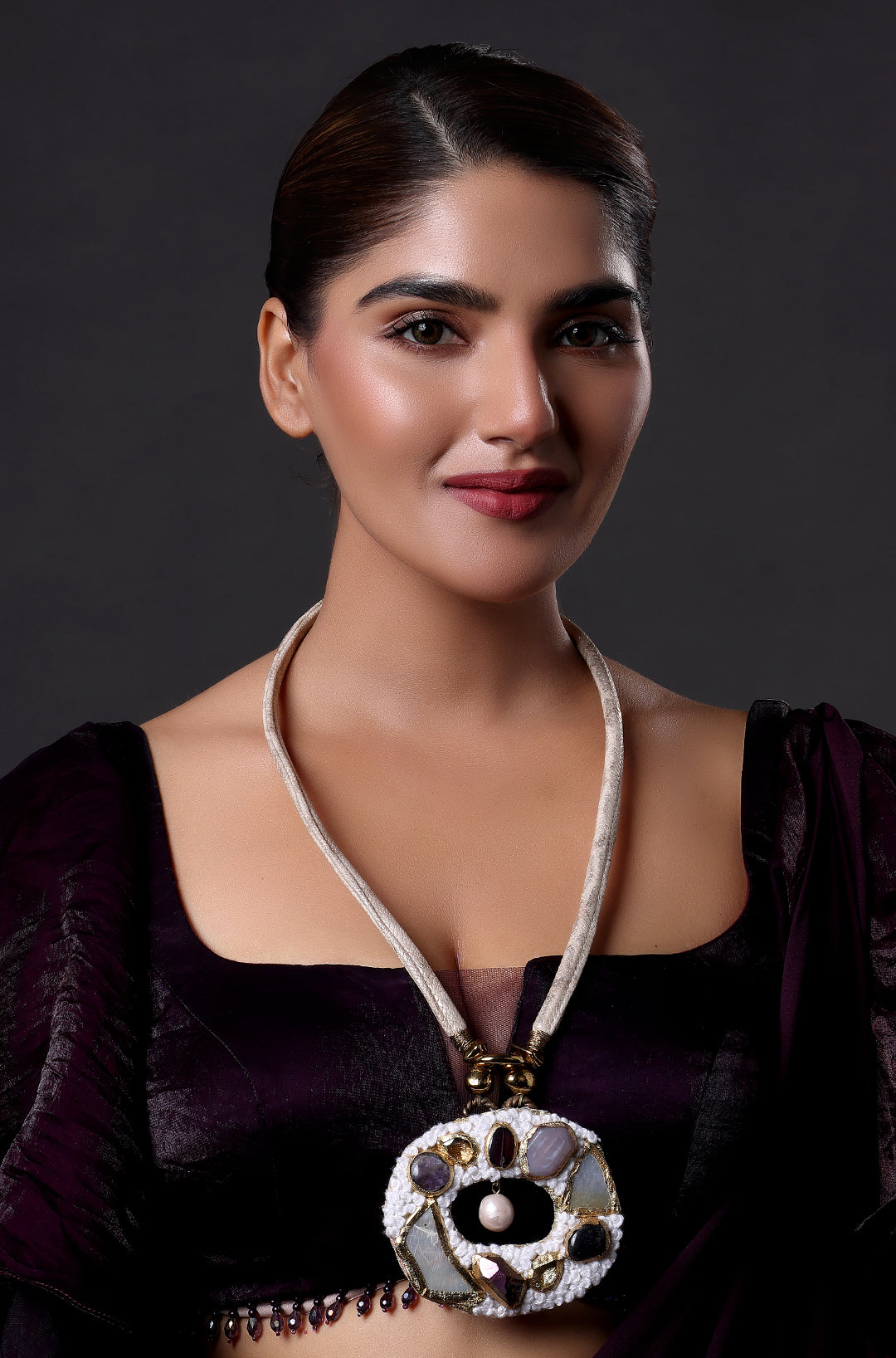 Textured Bezel Natural Stone Necklace
