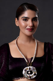 Textured Bezel Natural Stone Necklace
