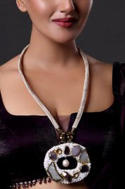 Textured Bezel Natural Stone Necklace