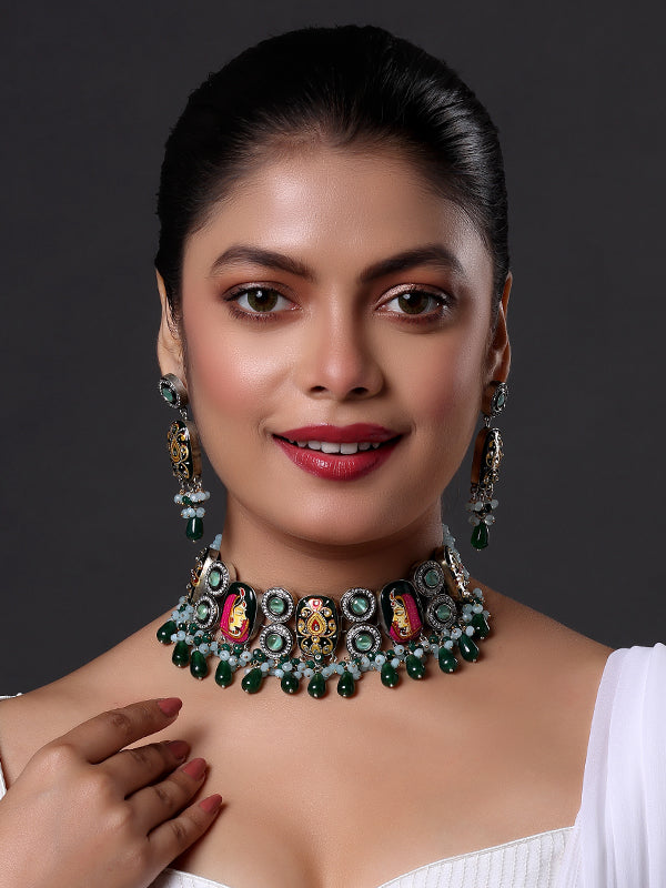 Radha: The Downpour Hand Embroidered Choker Neckpiece