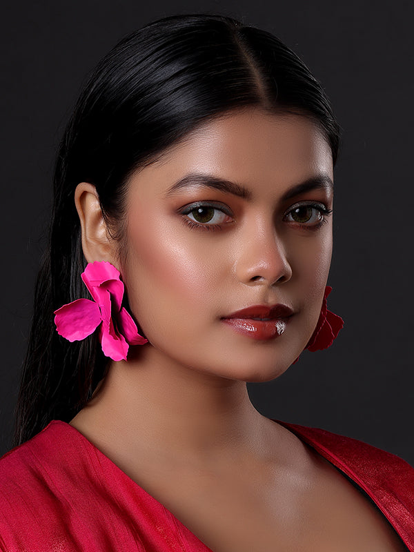 Three Dimensional Flower Drop Earrings