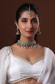 Mint Moissanite Polki Choker Necklace