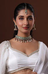 Mint Moissanite Polki Choker Necklace