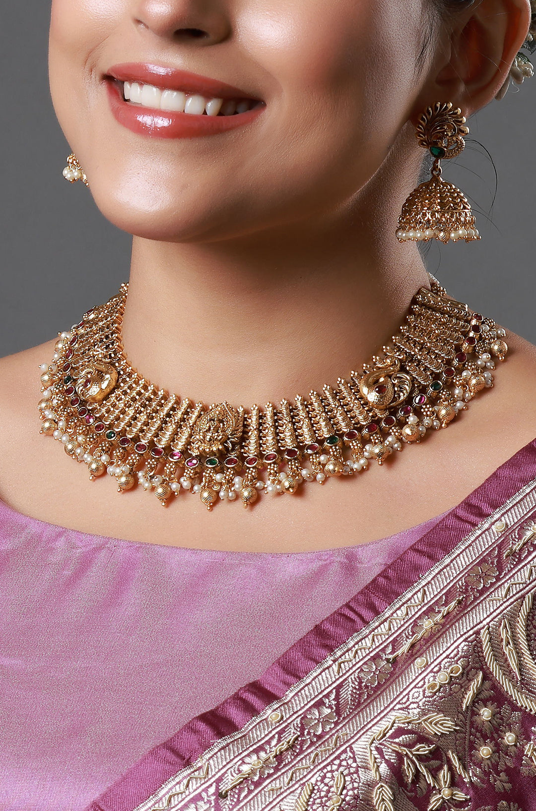 Royal Antique Peacock Choker Necklace Set