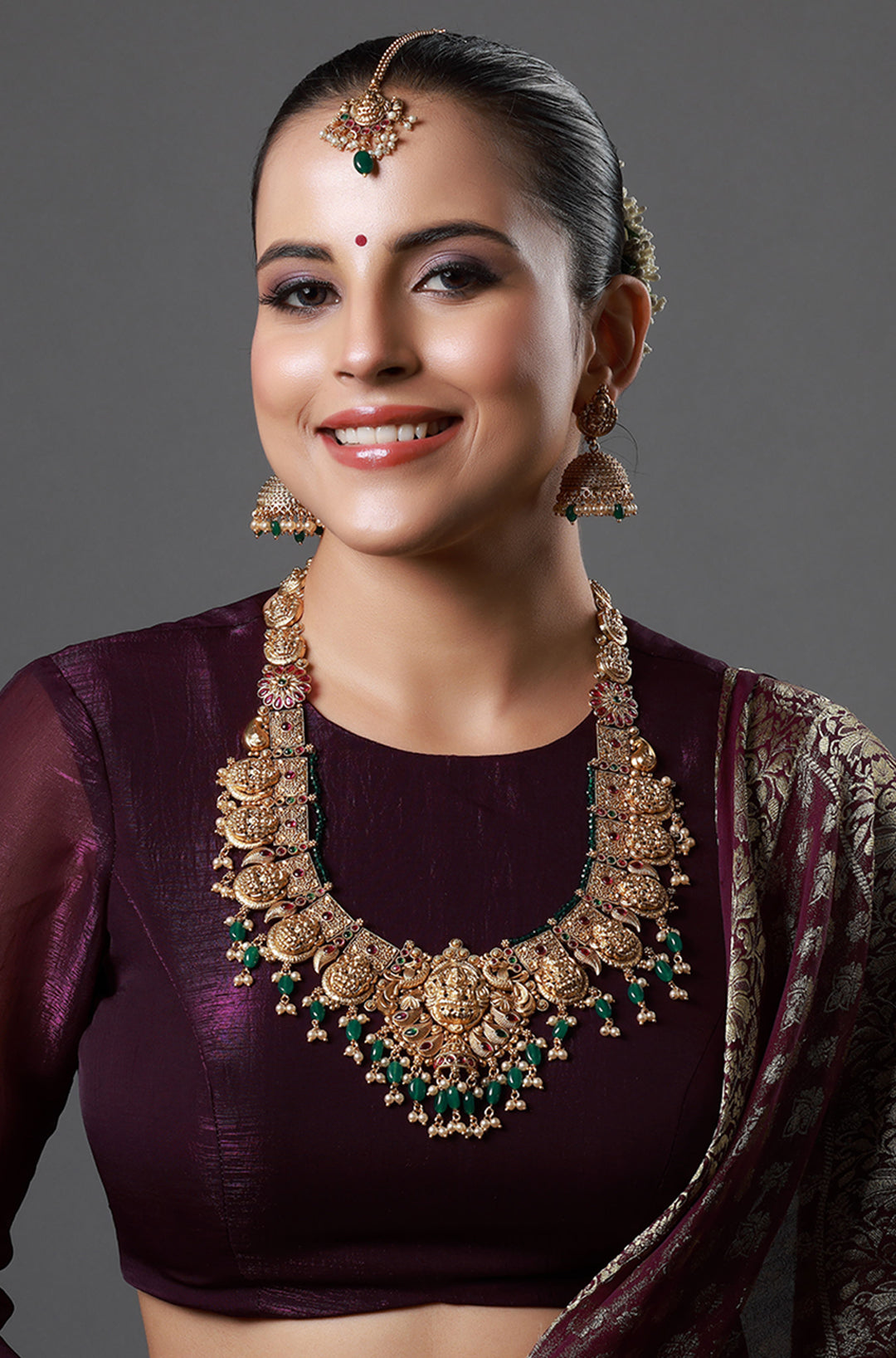 Royal Temple Lakshmi Haram Necklace Set