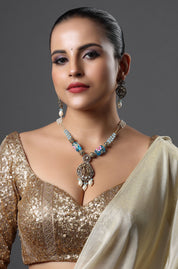 Pastel Meenakari Pearl Pendant Necklace Set