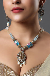 Pastel Meenakari Pearl Pendant Necklace Set
