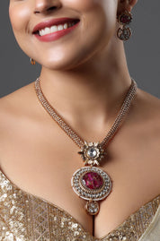 Royal Ruby Floral Pendant Necklace Set