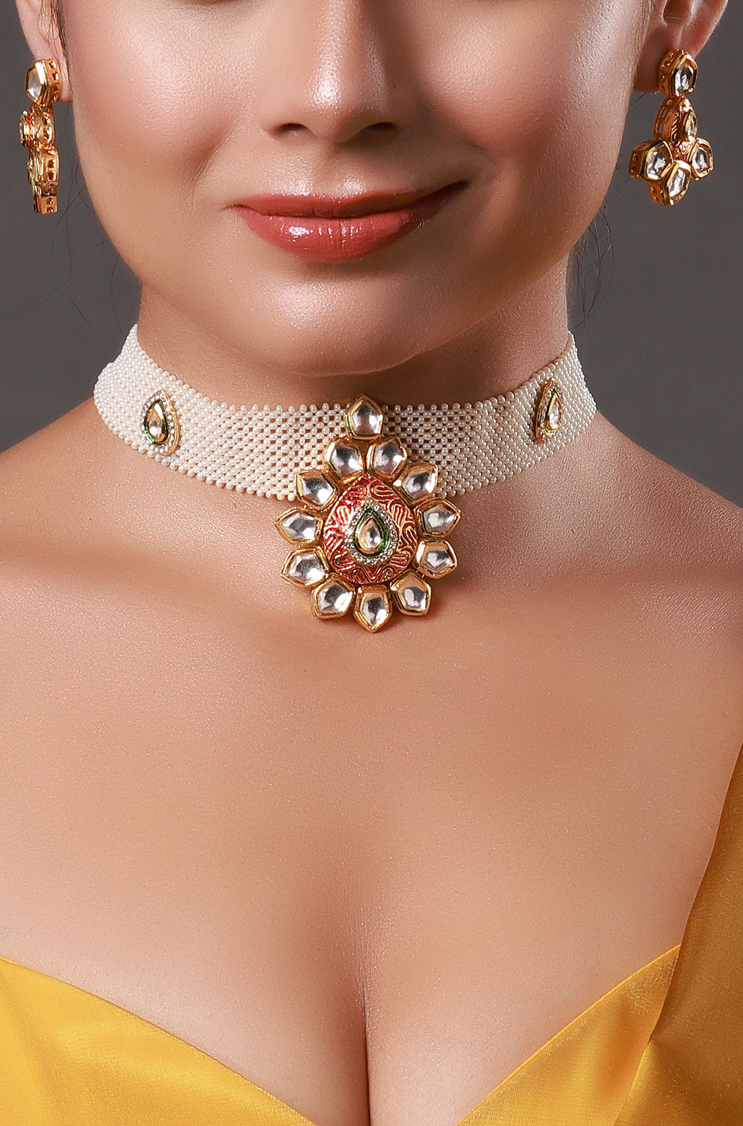 Classic Gold Plated Kundan Moissanite Choker
