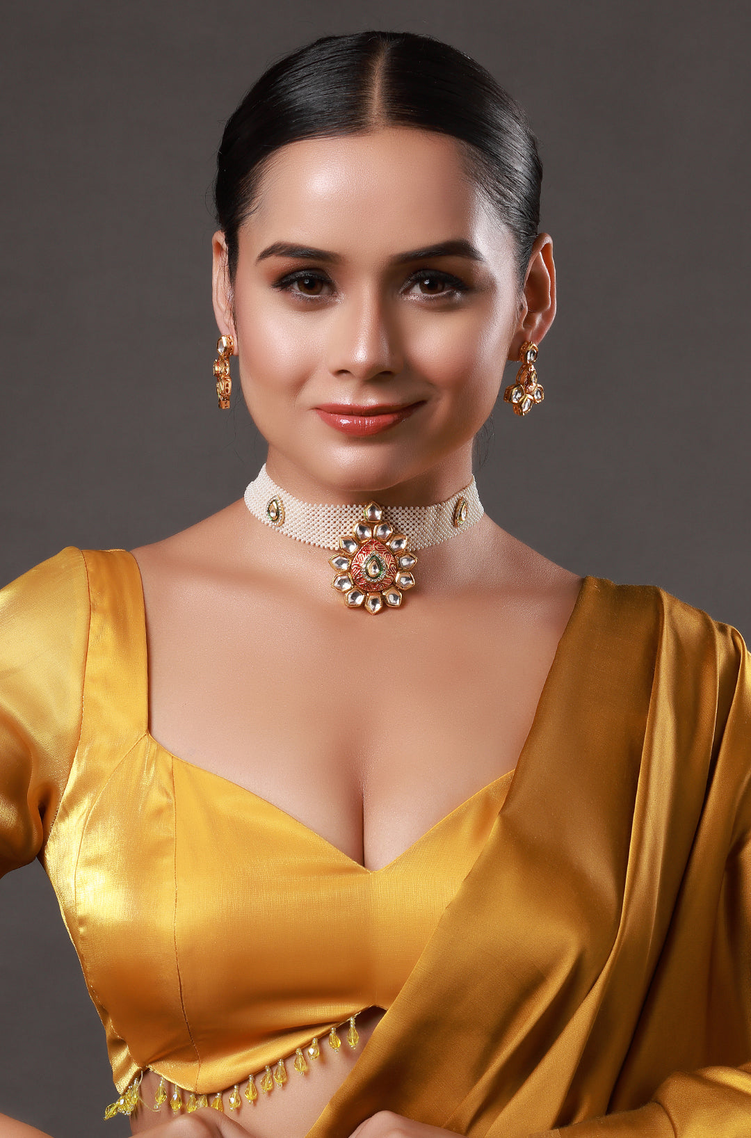 Classic Gold Plated Kundan Moissanite Choker