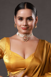 Classic Gold Plated Kundan Moissanite Choker