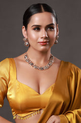 Gold Finish Kundan Meenakari & Diamond Necklace