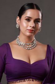 Gold Plated Kundan Polki Meenakari Layered Necklace