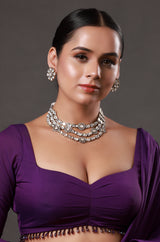 Gold Plated Kundan Polki Meenakari Layered Necklace