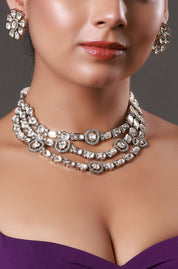 Gold Plated Kundan Polki Meenakari Layered Necklace