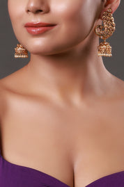 Peacock Ear Cuff Gold Jhumka