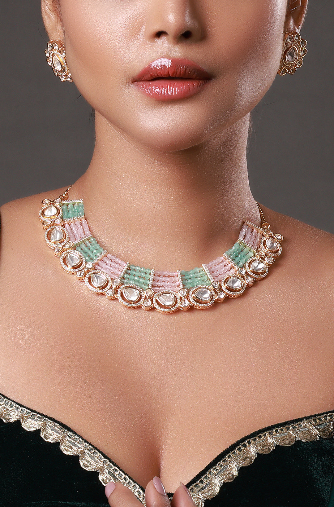 Moissanite Uncut Polki Kundan Necklace