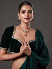 Red Kundan Polki Rashi Embellished Necklace
