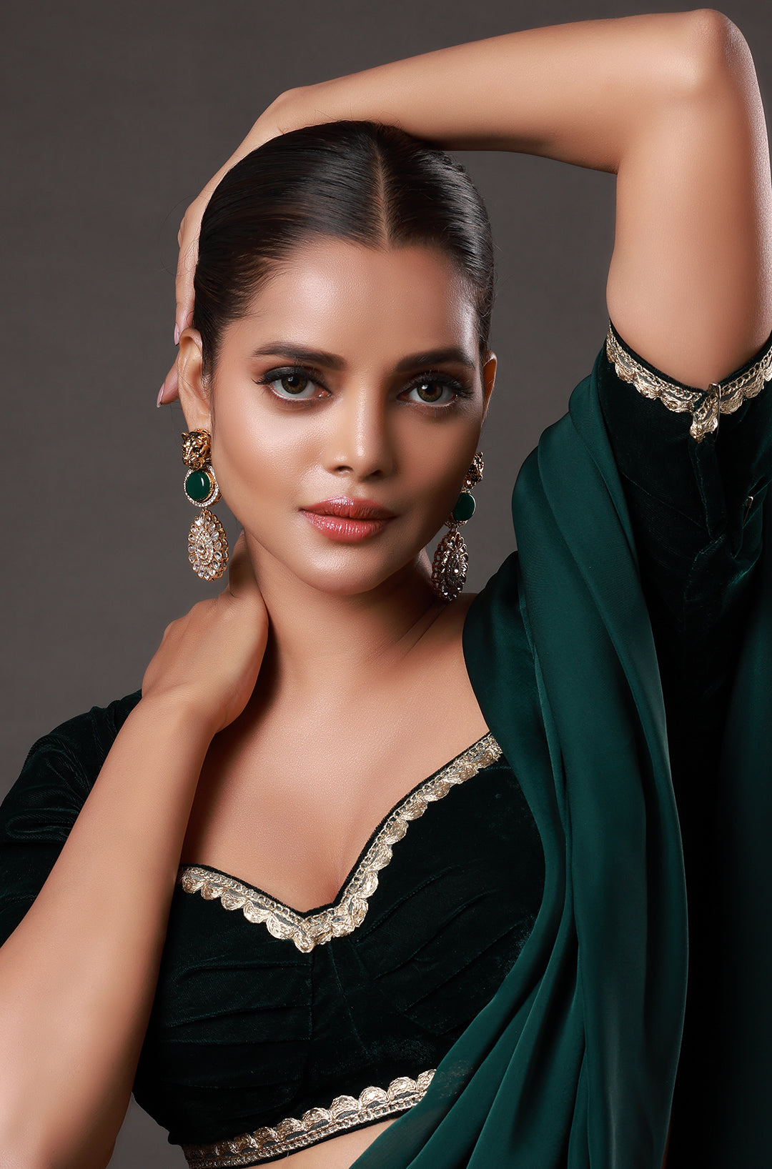Tiger Shaped Stud with Pearl and Gold plated Earring