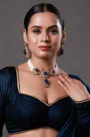 Gold Plated Traditional Kundan & Pearl Studded Choker Necklace