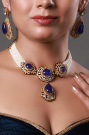 Gold Plated Traditional Kundan & Pearl Studded Choker Necklace