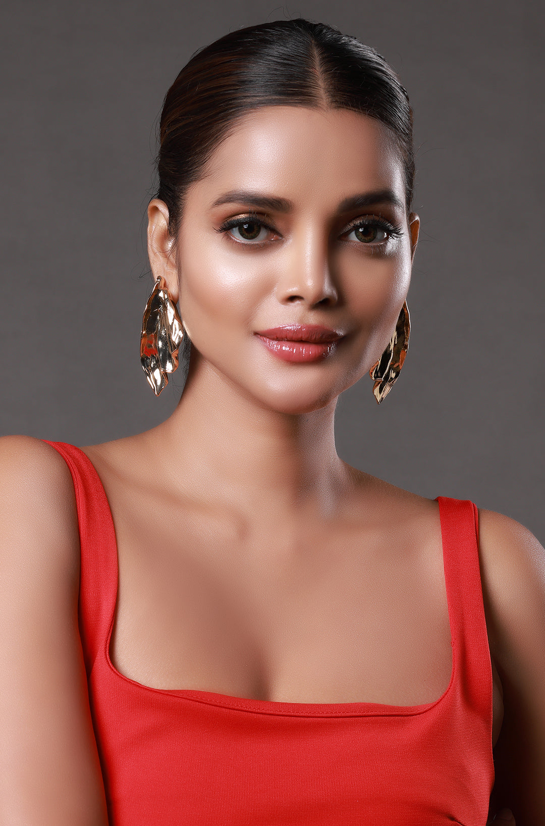 Hammered Leaf Statement Earrings